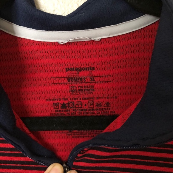 Patagonia Navy Blue and Red Stripe Tee - Picture 2 of 4